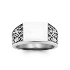 Bague chevalière plateau carré brossé en argent 925 homme