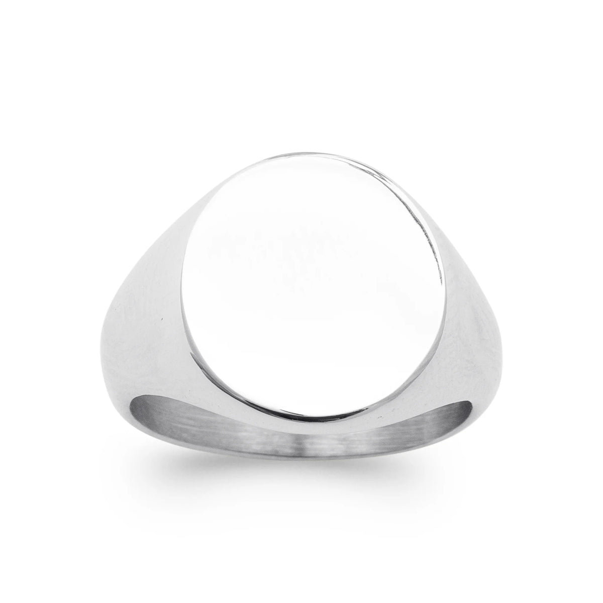 Bague chevalière plateau rond en acier homme