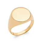 Bague chevalière ronde au plateau lisse poli en plaqué or
