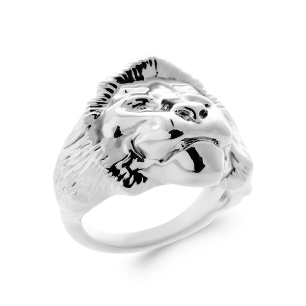 Bague chevalière tête de lion en argent 925