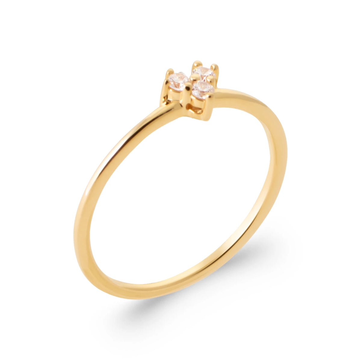 Bague chevron de petits zircons navettes en V en plaqué or