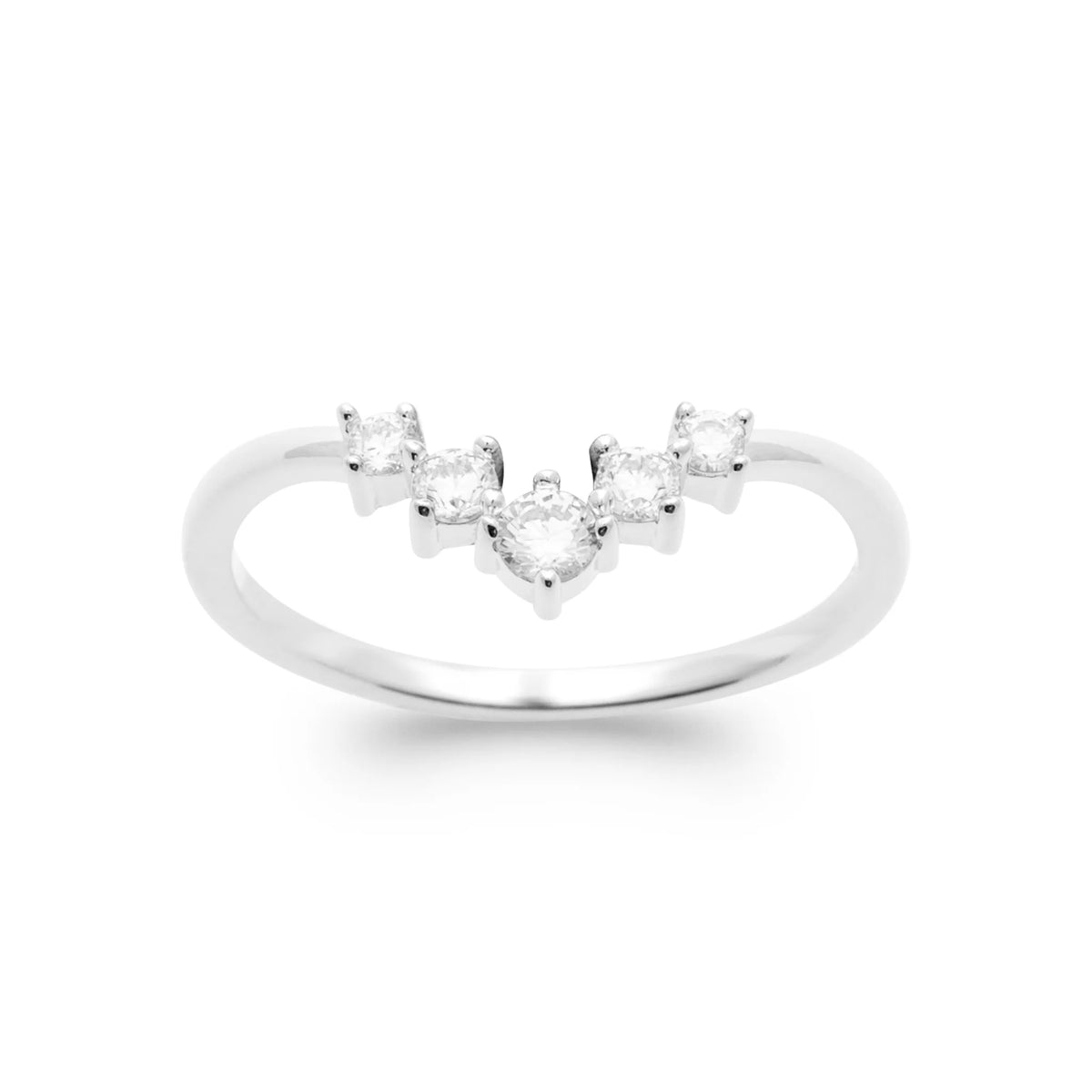 Bague chevron de zircons en argent 925