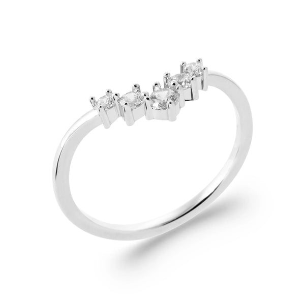 Bague chevron de zircons en argent 925