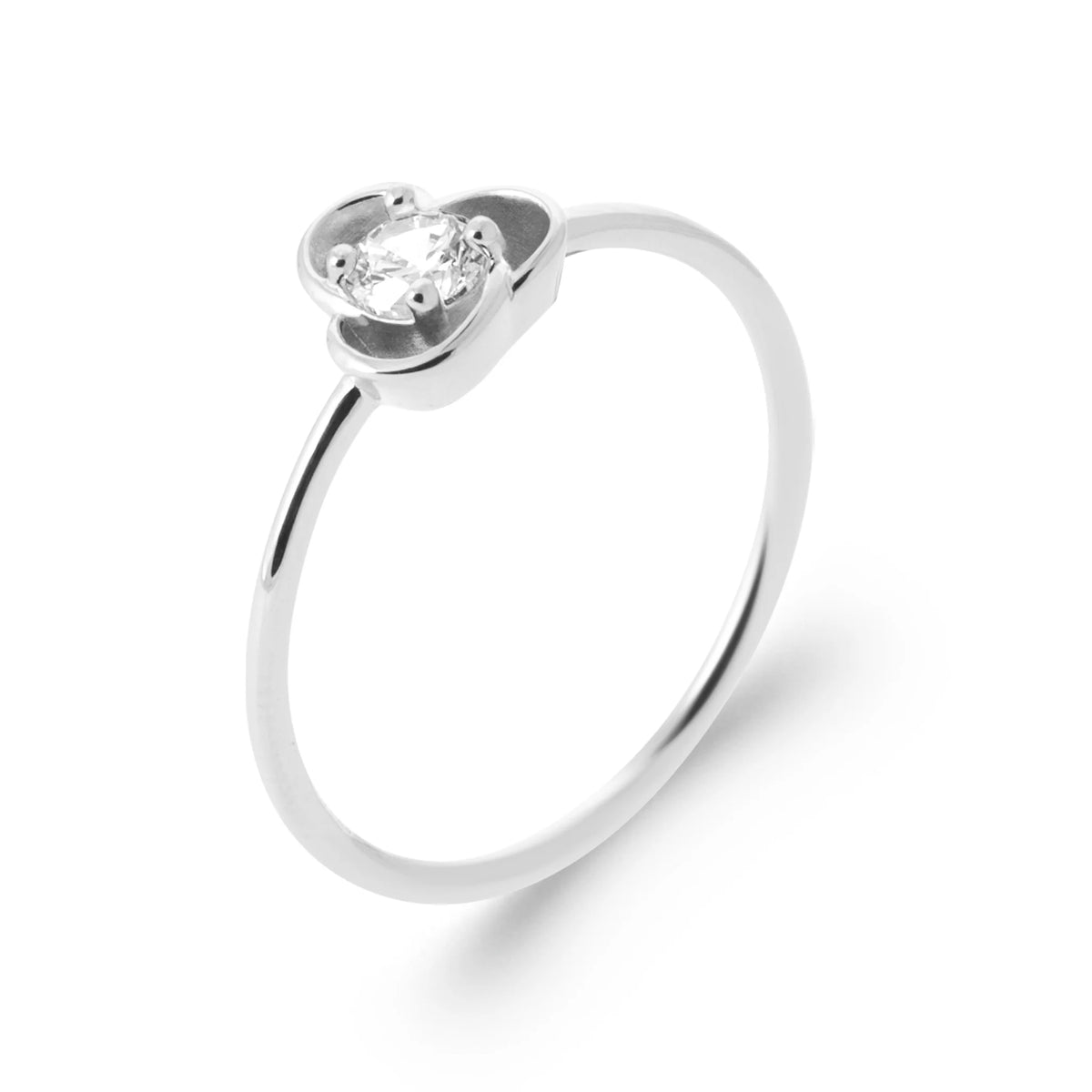 Bague cœur enroulé et zircon en argent 925