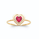 Bague cœur pierre framboise et entourage de zircons en plaqué or