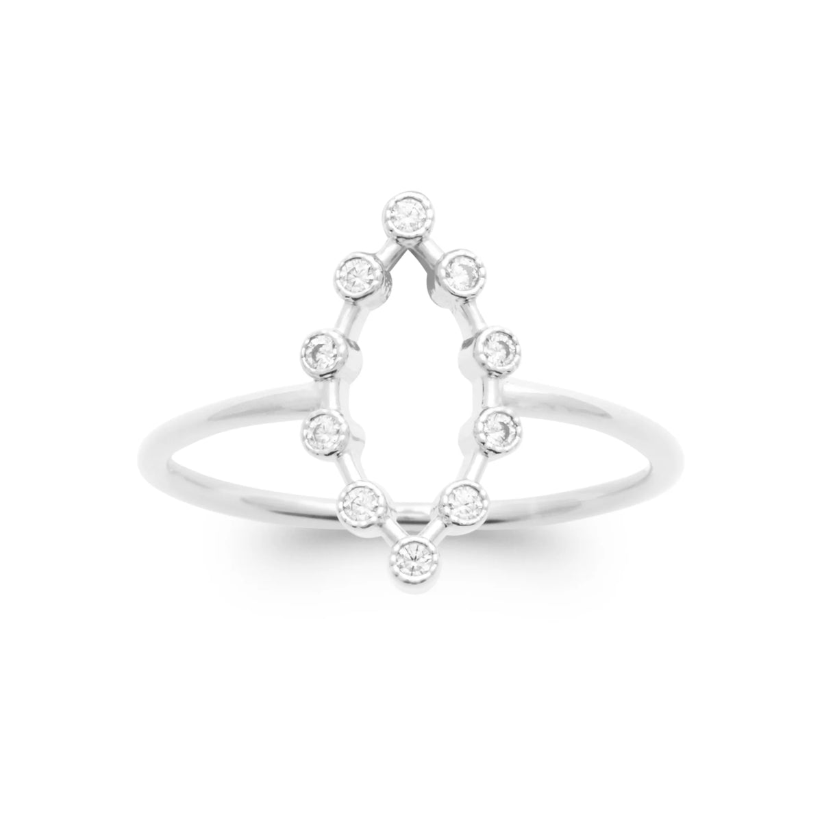 Bague cœur pointillé de zircons en argent 925