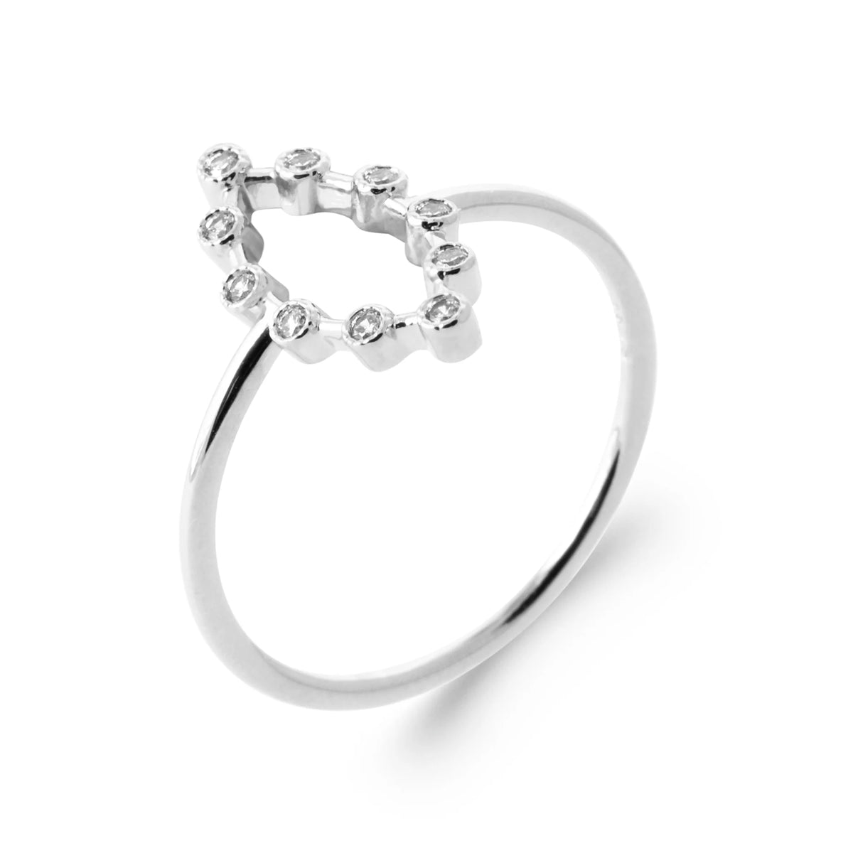 Bague cœur pointillé de zircons en argent 925