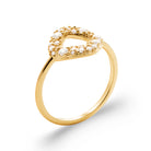 Bague contour de cœur ouvert incliné pavé de zircons en plaqué or