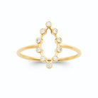 Bague contour de navette ajouré en zircons sertis clos plaqué or, vue de face