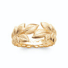 Bague couronne de feuilles de laurier ciselées en plaqué or