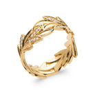Bague couronne de feuilles de laurier pavées de zircons en plaqué or