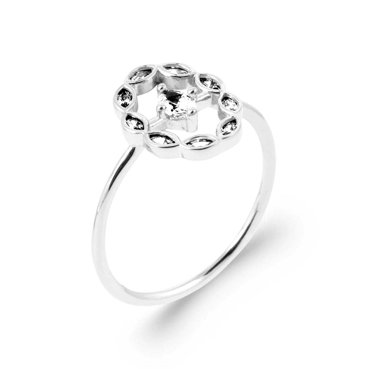 Bague couronne de navettes en argent 925