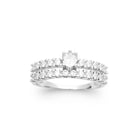 Bague couronne pavée et solitaire en argent 925, vue de face