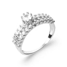 Bague couronne pavée et solitaire en argent 925