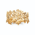 Bague couronne de petites fleurs ajourées plaqué or, vue de face