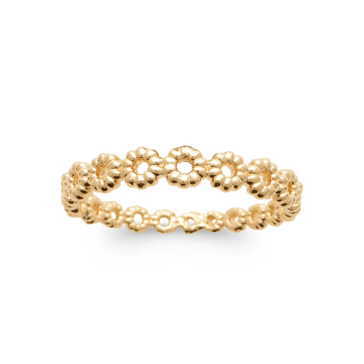 Bague couronne de petites rosaces perlées en plaqué or