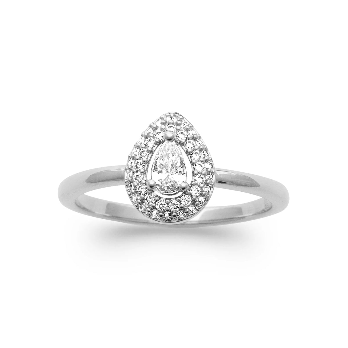 Bague coussin pavé et zircon central en argent 925