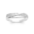 Bague croisée deux rangs pavés de zircons en argent 925