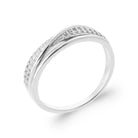 Bague croisée deux rangs pavés de zircons en argent 925