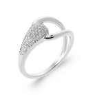 Bague croisée goutte pavée de zircons en argent 925