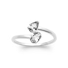 Bague croisée toi et moi deux zircons ronds en argent 925, vue de face