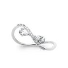 Bague croisée vague pavée et zircon griffé en argent 925