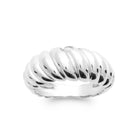Bague croissant godronnée en argent 925 rhodié