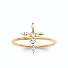 Bague croix de zircons navettes en plaqué or