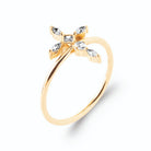 Bague croix de zircons navettes en plaqué or
