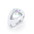 Bague "Cuore" en Argent 950 Massif et Constellation de Pierres Fines