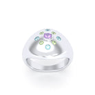 Bague "Cuore" en Argent 950 Massif et Constellation de Pierres Fines