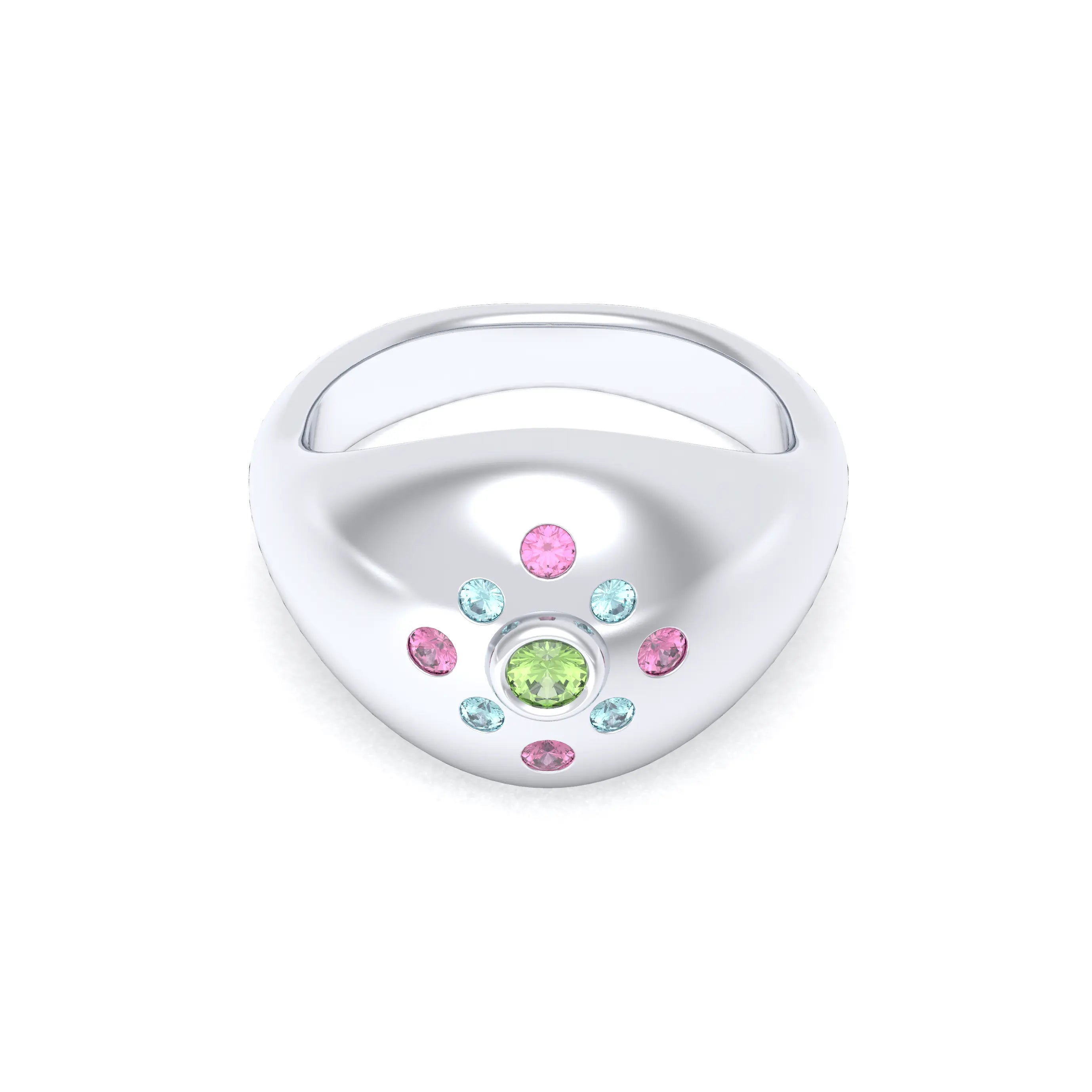 Bague "Cuore" en Argent 950 Massif et Constellation de Pierres Fines