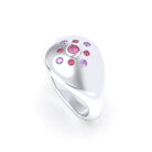 Bague "Cuore" en Argent 950 et Pavage de Pierres Précieuses Grenat Rhodolite
