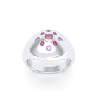 Bague "Cuore" en Argent 950 et Pavage de Pierres Précieuses