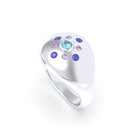 Bague "Cuore" en Argent 950 et Pavage de Pierres Précieuses Topaze