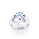 Bague "Cuore" en Argent 950 et Pavage de Pierres Précieuses