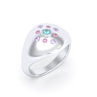 Bague "Cuore" en Argent 950 Massif et Constellation de Pierres Fines