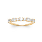 Bague demi-rivière zircons ronds alternés en plaqué or
