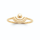 Bague demi-soleil de grains d’or et bille au sommet plaqué or, vue de face