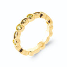 Bague demi-tour ondulé de pierres jaune citron et vert olive en plaqué or