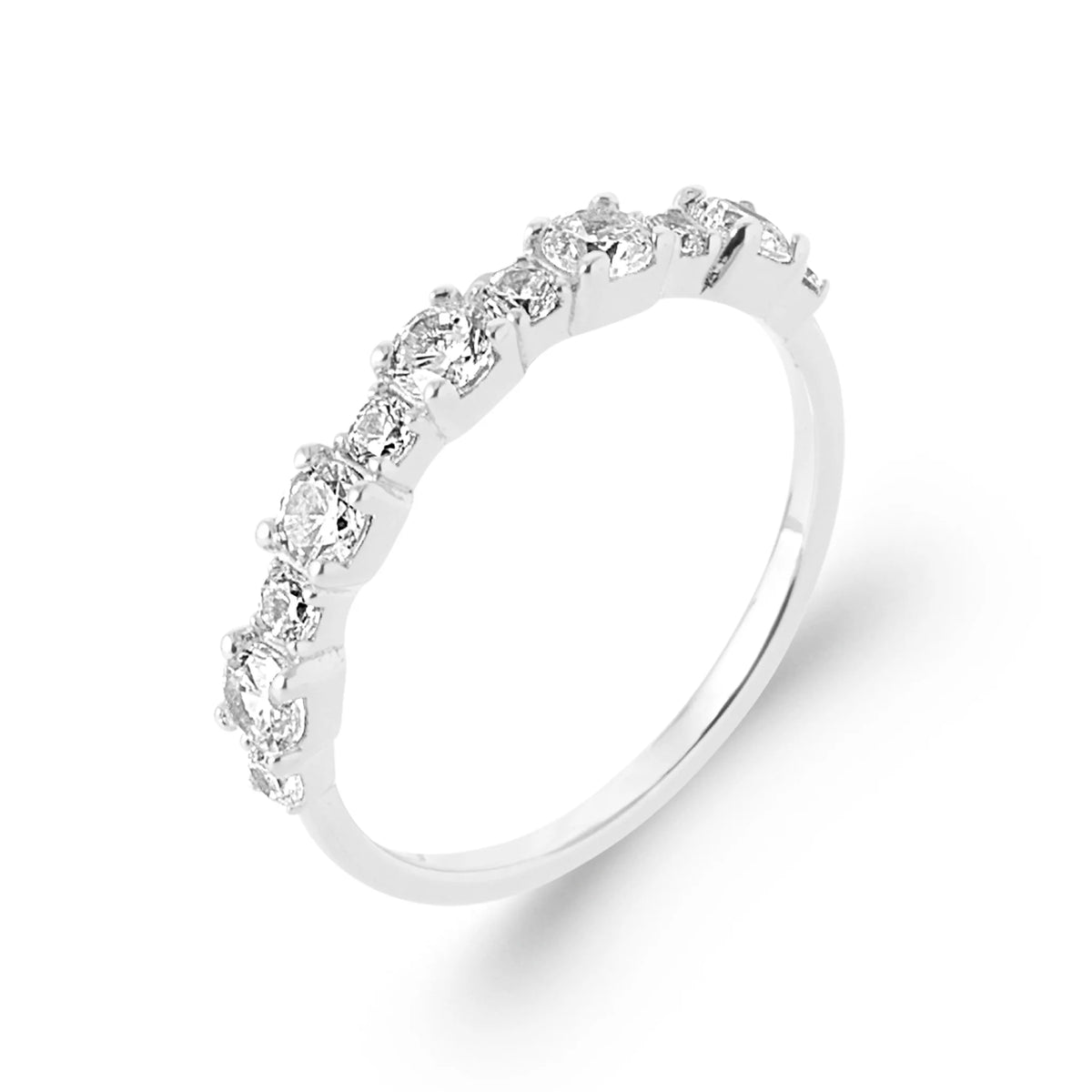 Bague demi-tour de zircons carrés alternés en argent 925