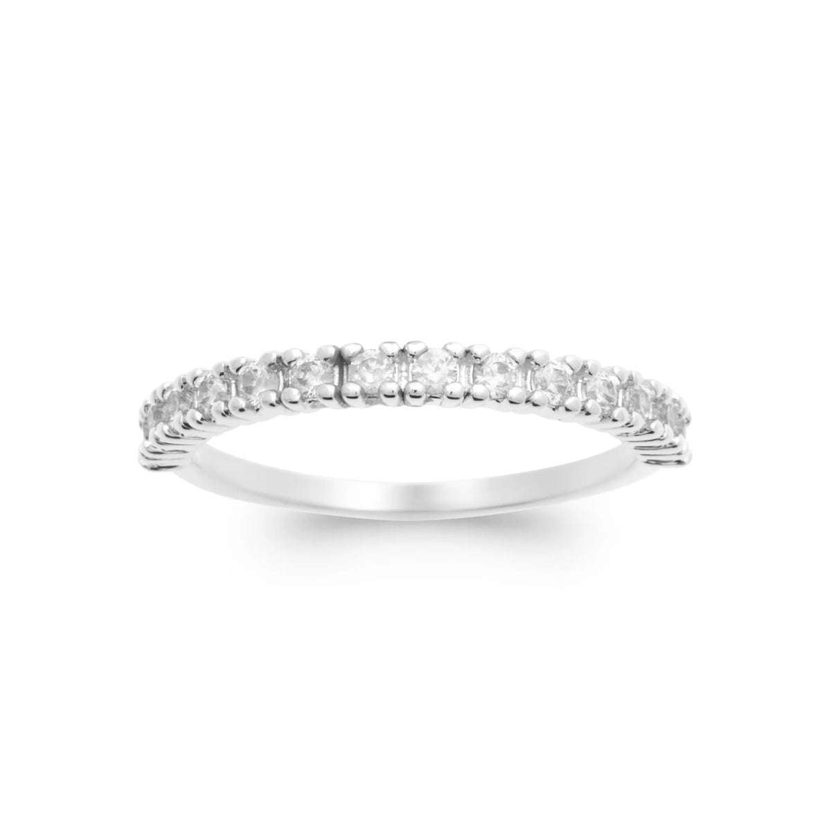 Bague demi-tour de zircons griffés en argent 925