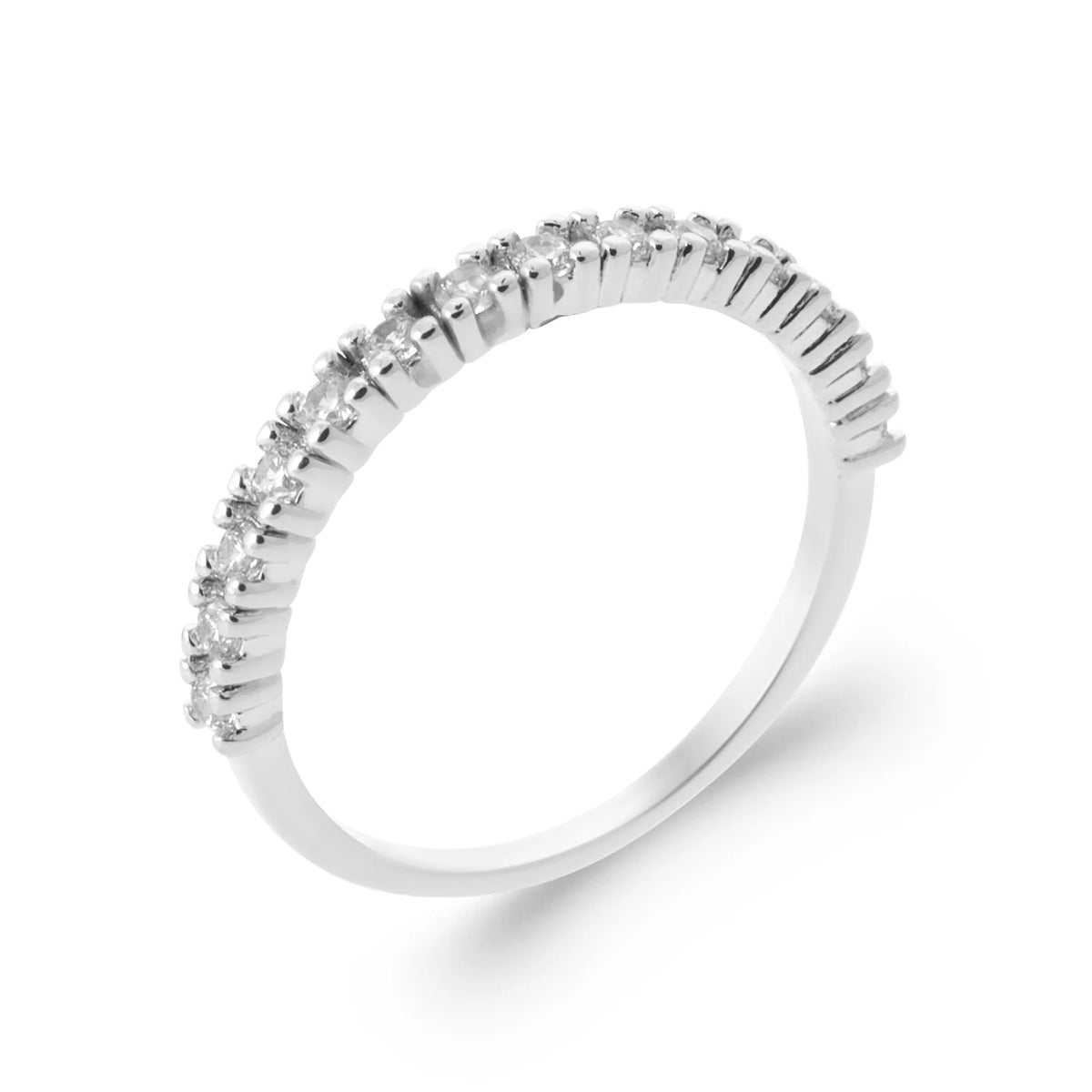 Bague demi-tour de zircons griffés en argent 925