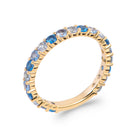 Bague demi-tour de zircons ronds camaïeu de bleus et blancs en plaqué or