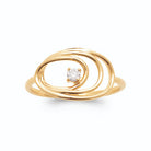 Bague deux ellipses de fil d’or et zircon au cœur en plaqué or