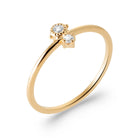 Bague deux petits zircons superposés sur anneau fin en plaqué or