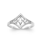 Bague diadème ajouré et zircon central en argent 925, vue de face