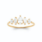 Bague diadème de cinq zircons de tailles variées en plaqué or