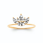 Bague diadème éventail de zircons navettes en plaqué or