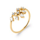 Bague diadème zircons navettes et ronds en plaqué or